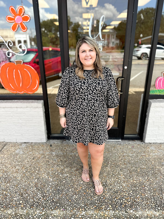 made the right call leopard dress